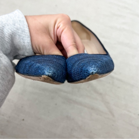 Manolo Blahknik Blue tweed pointed toe heels size 37.5 - Picture 6 of 9